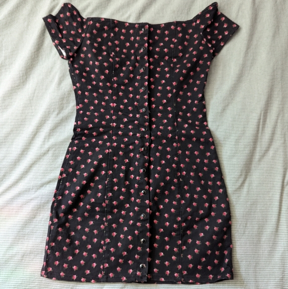 F21 Denim Printed Bardot Dress - Picture 2 of 8